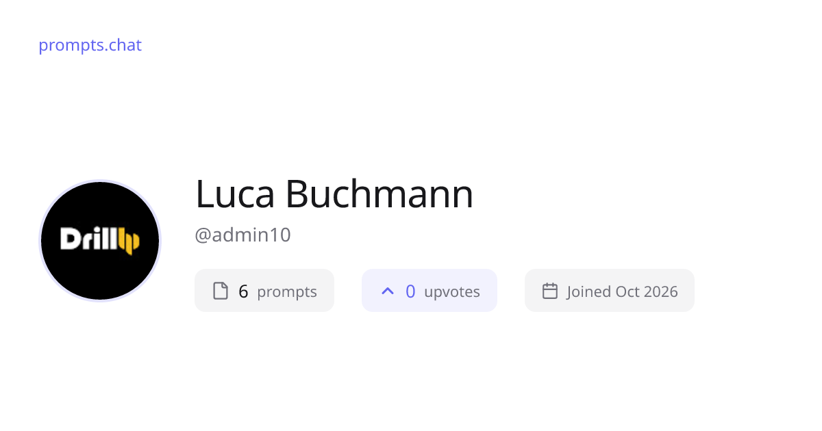 Luca Buchmann (@admin10) - AI Prompts | prompts.chat
