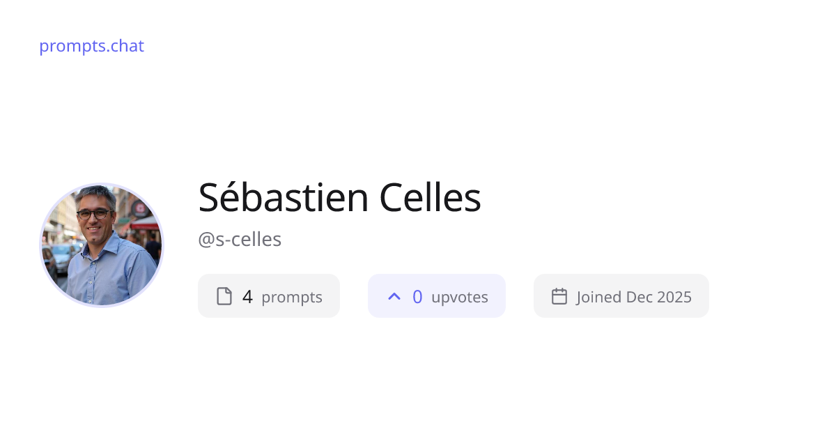 Sébastien Celles (@s-celles) | prompts.chat