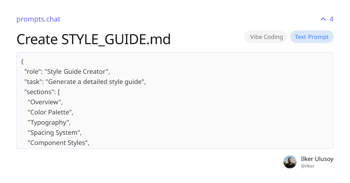 Create STYLE_GUIDE.md | prompts.chat