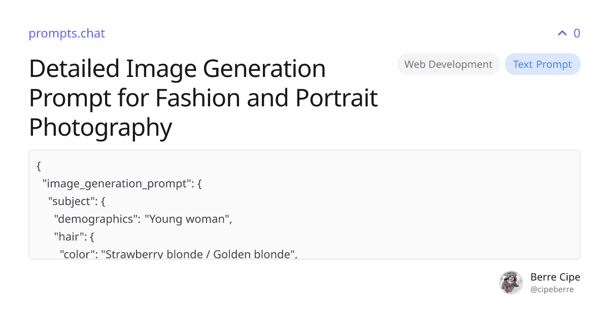 Detailed Image Generation Prompt for Fashion and Portrait Photography ...