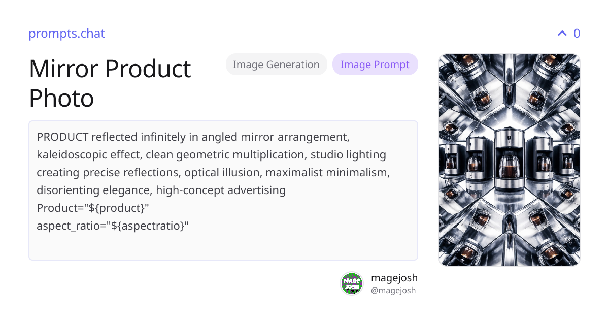 Mirror Product Photo | prompts.chat