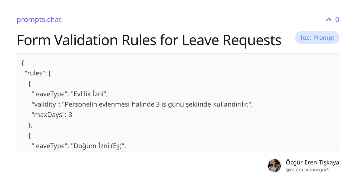Form Validation Rules for Leave Requests | prompts.chat