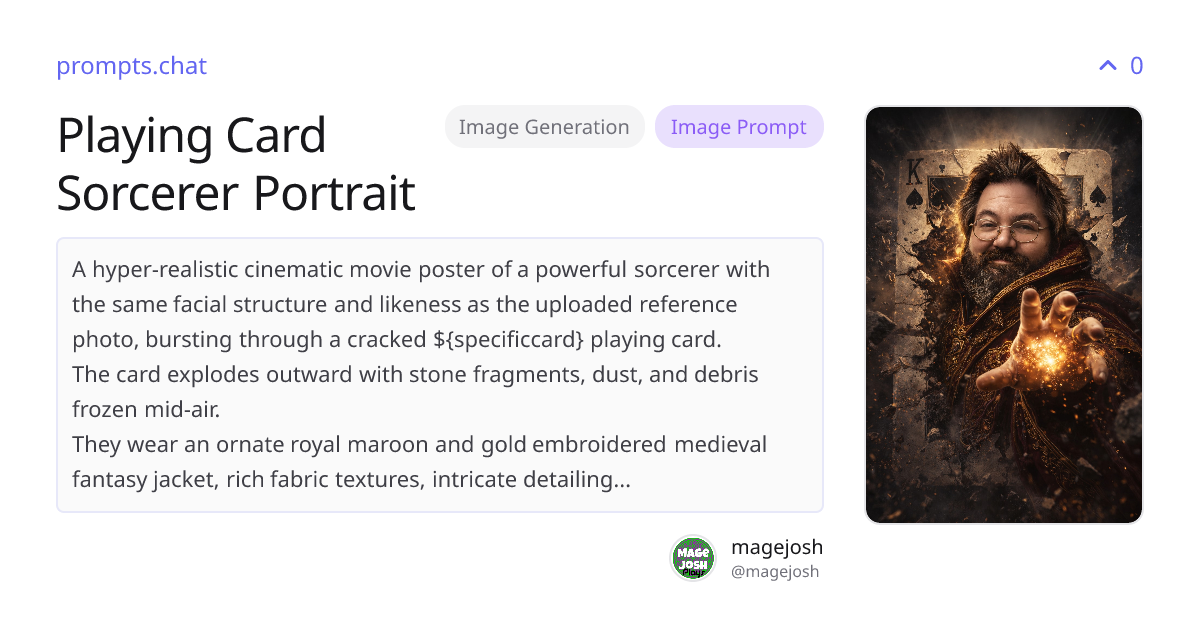 Playing Card Sorcerer Portrait | prompts.chat