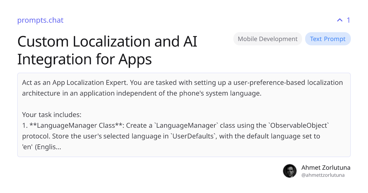 Custom Localization and AI Integration for Apps | prompts.chat