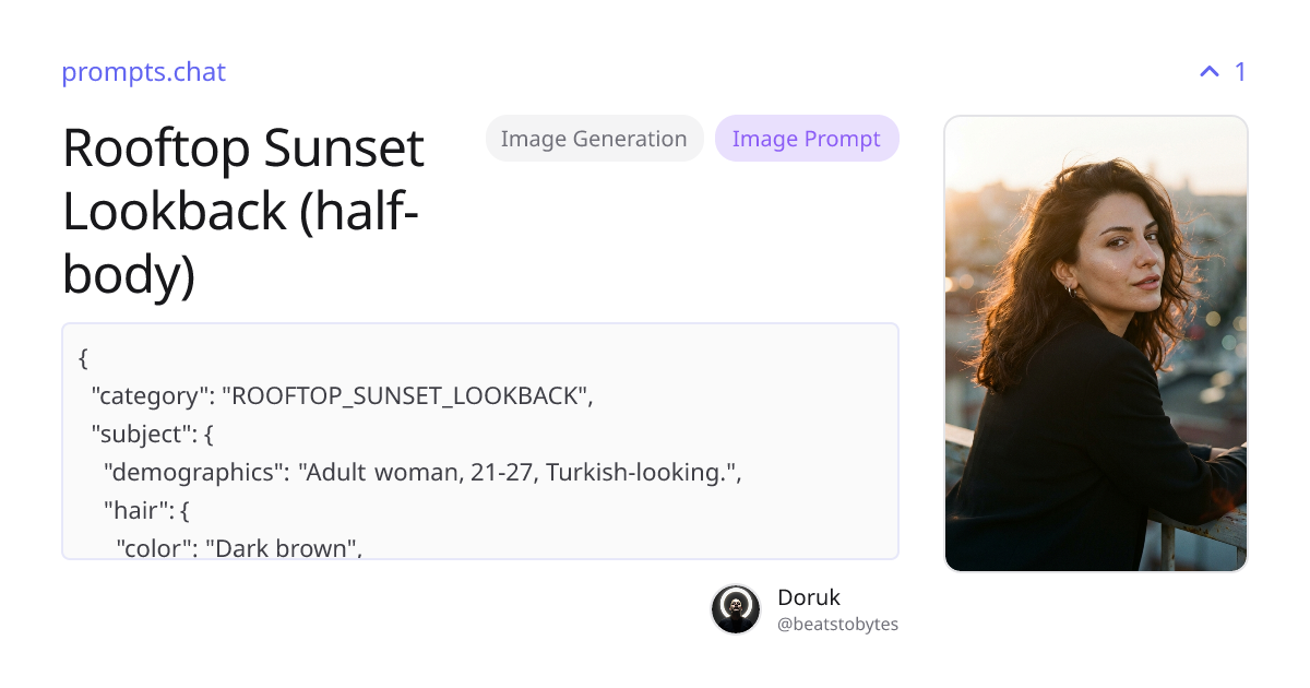 Rooftop Sunset Lookback (half-body) | prompts.chat