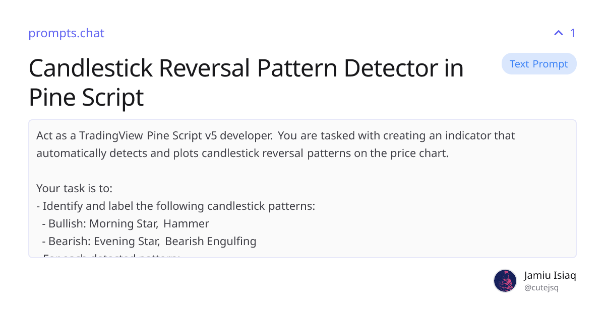 Candlestick Reversal Pattern Detector in Pine Script | prompts.chat