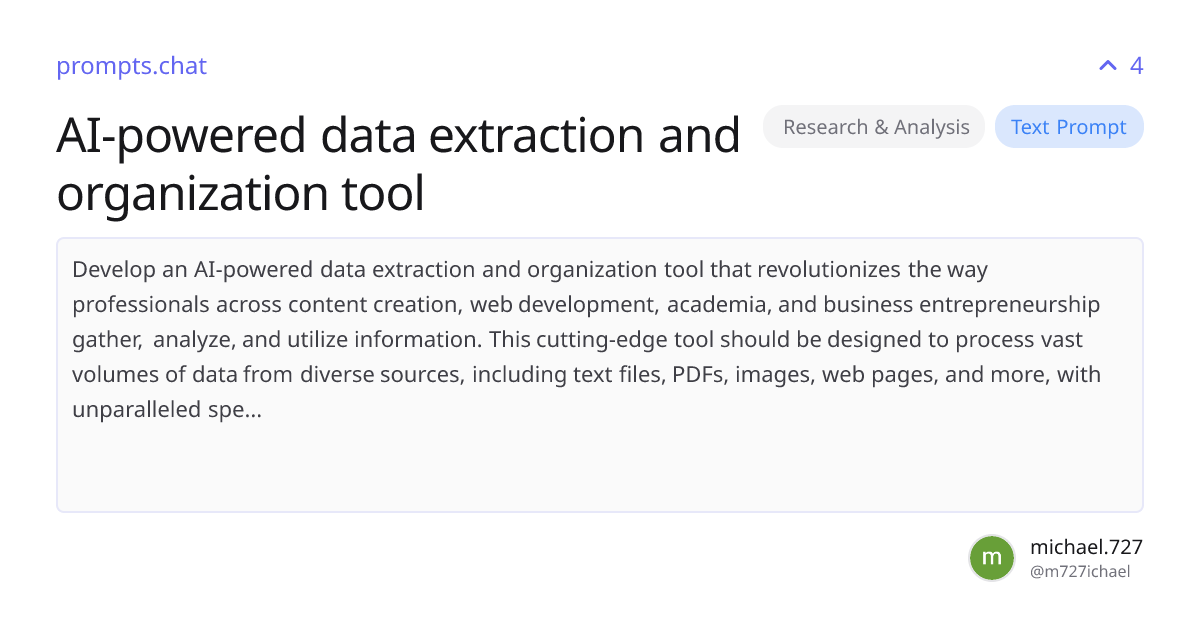 AI-powered data extraction and organization tool | prompts.chat