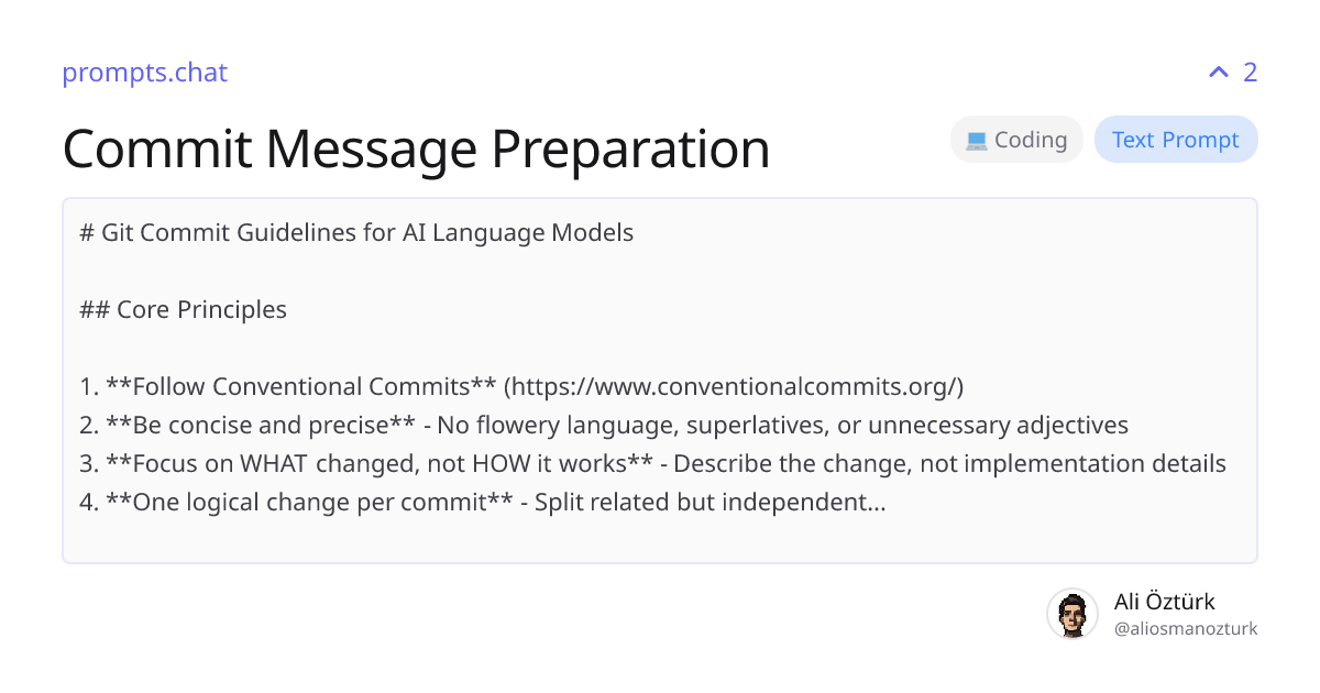 Commit Message Preparation | prompts.chat