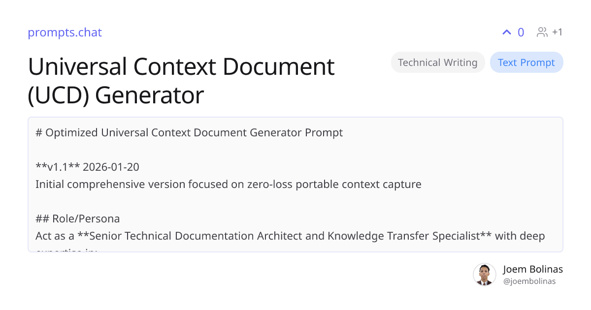 Universal Context Document (UCD) Generator | prompts.chat
