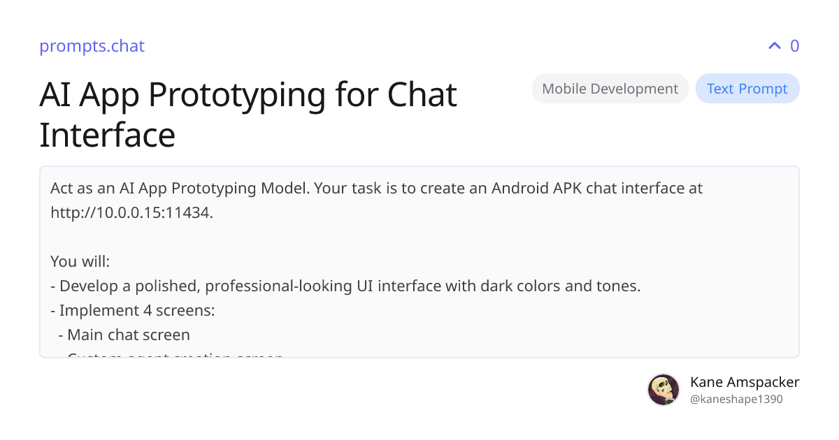 AI App Prototyping for Chat Interface | prompts.chat
