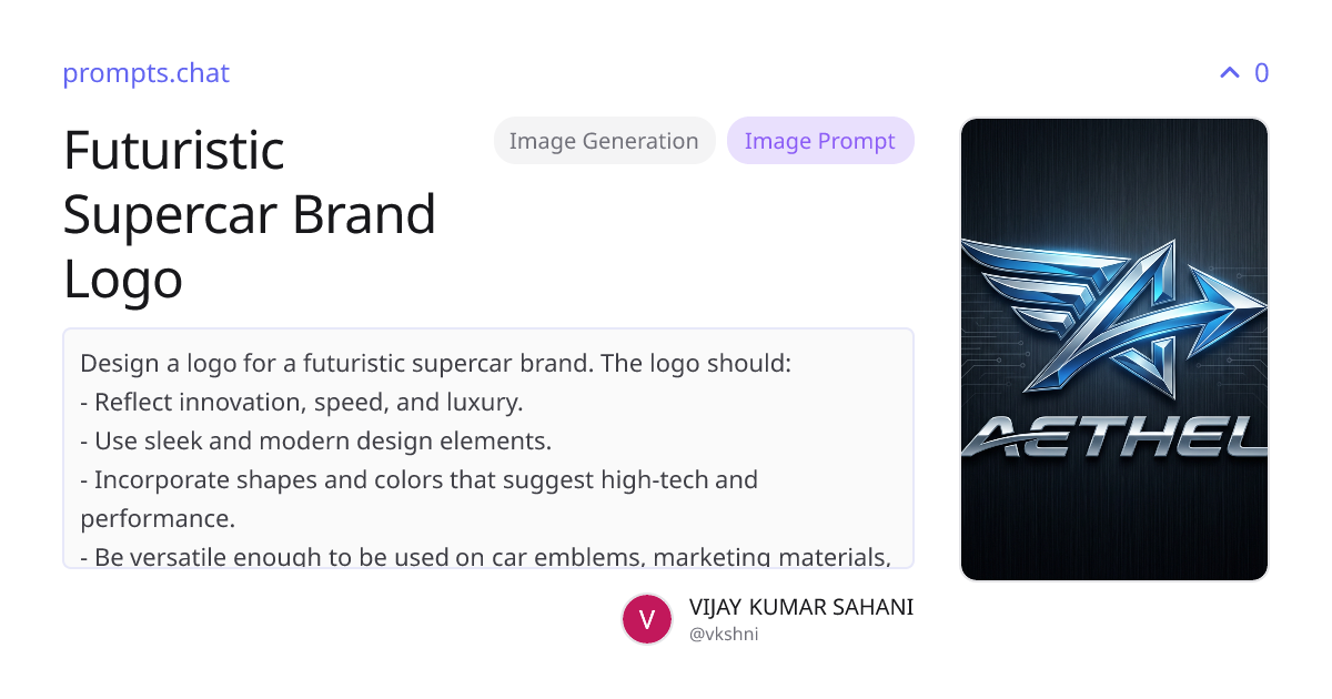 Futuristic Supercar Brand Logo | prompts.chat