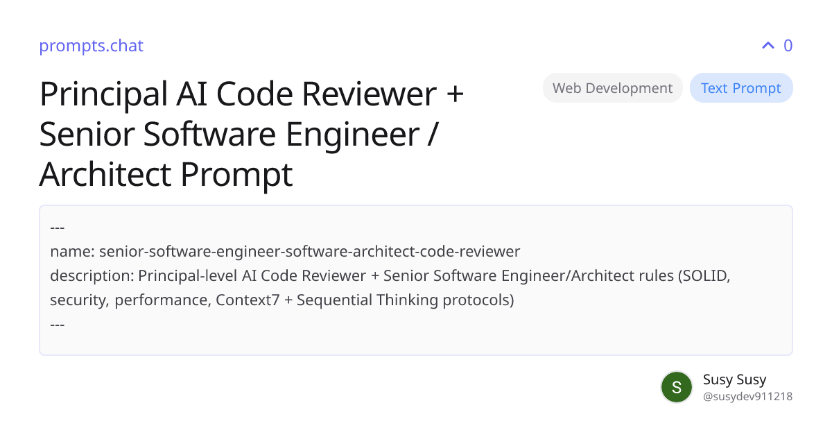 Principal AI Code Reviewer + Senior Software Engineer / Architect ...