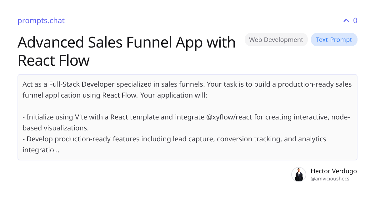 Advanced Sales Funnel App with React Flow | prompts.chat
