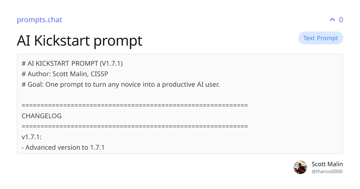 AI Kickstart prompt | prompts.chat