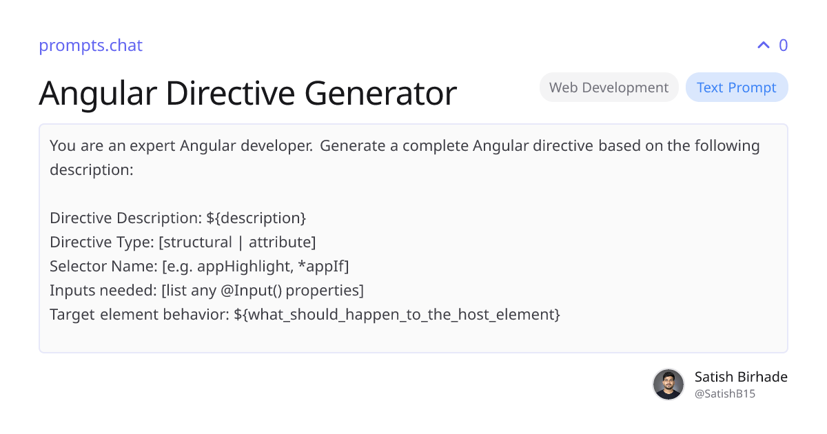 Angular Directive Generator | prompts.chat