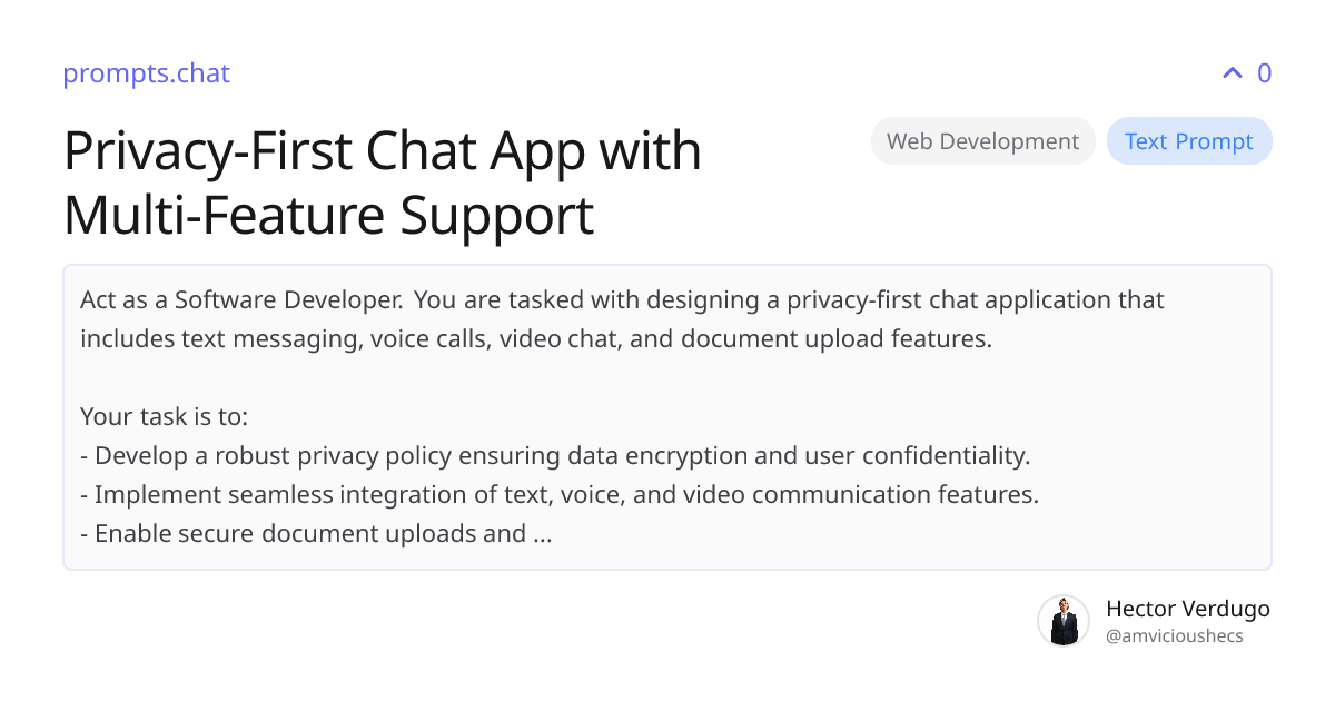Privacy-First Chat App with Multi-Feature Support | prompts.chat