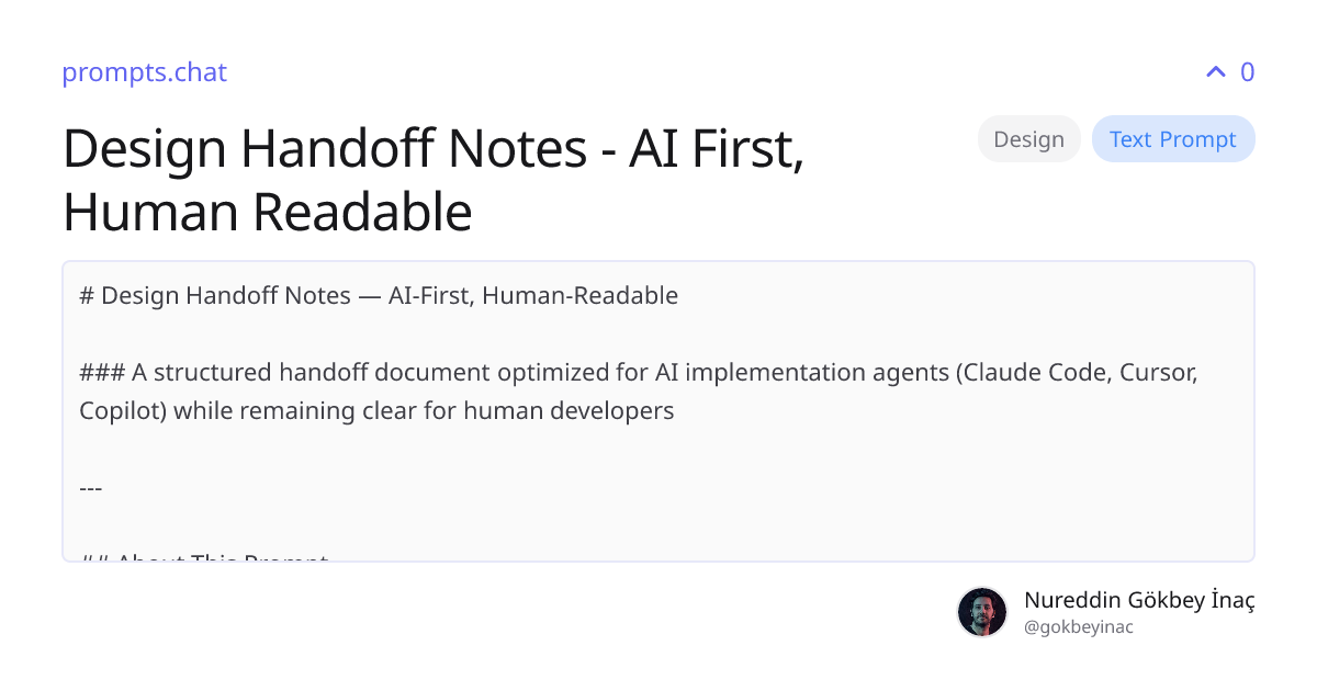 Design Handoff Notes - AI First, Human Readable | prompts.chat