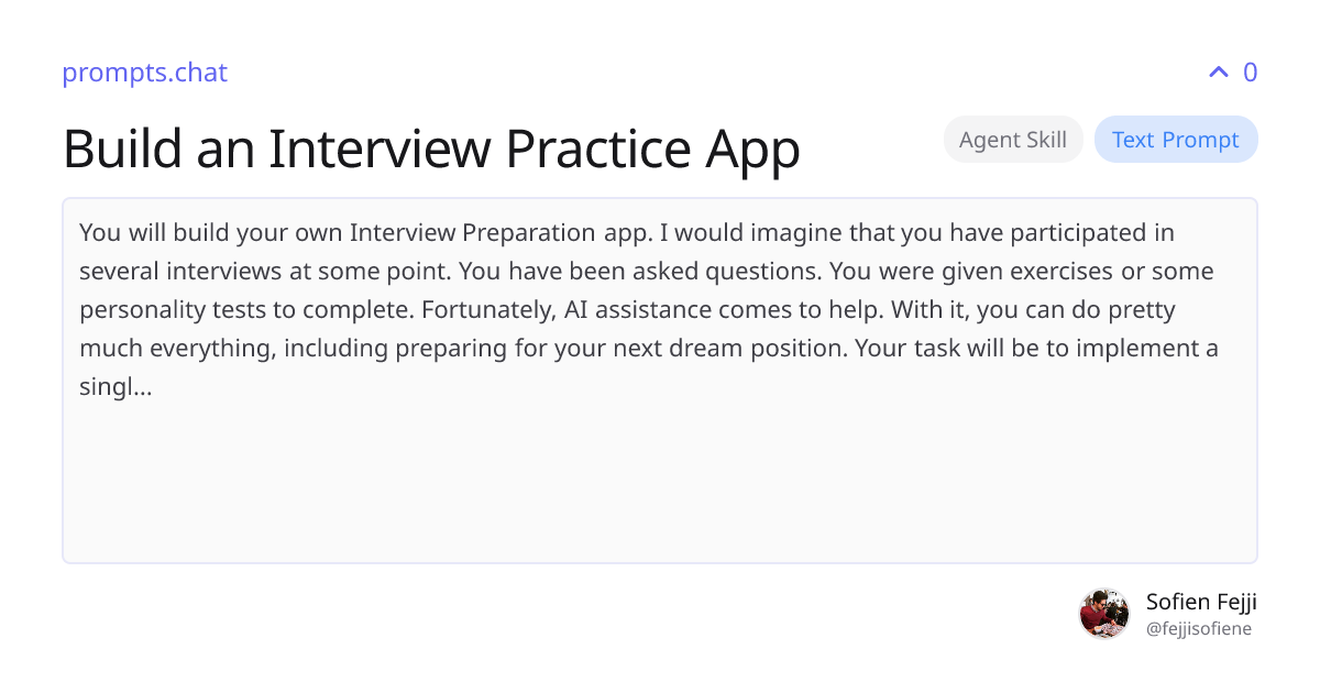 Build an Interview Practice App | prompts.chat