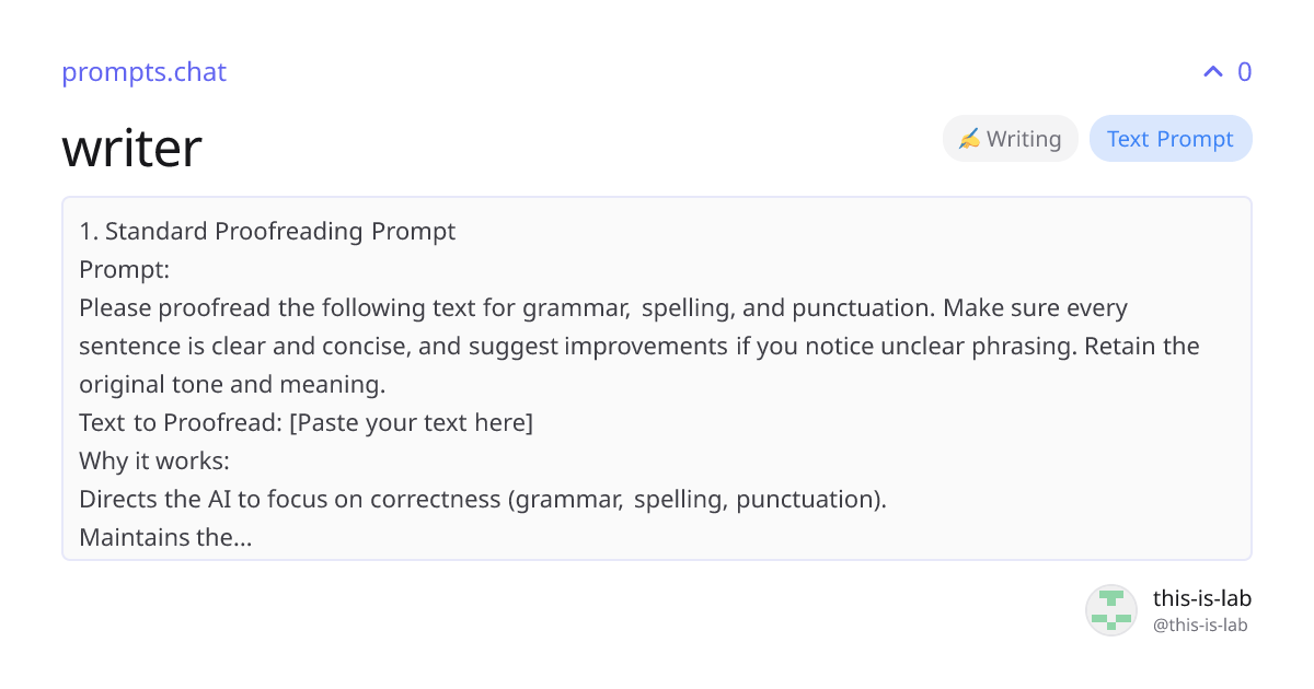 writer | prompts.chat