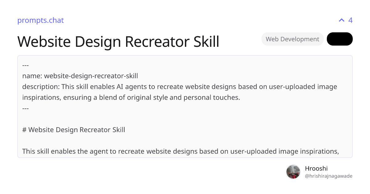 Website Design Recreator Skill | prompts.chat