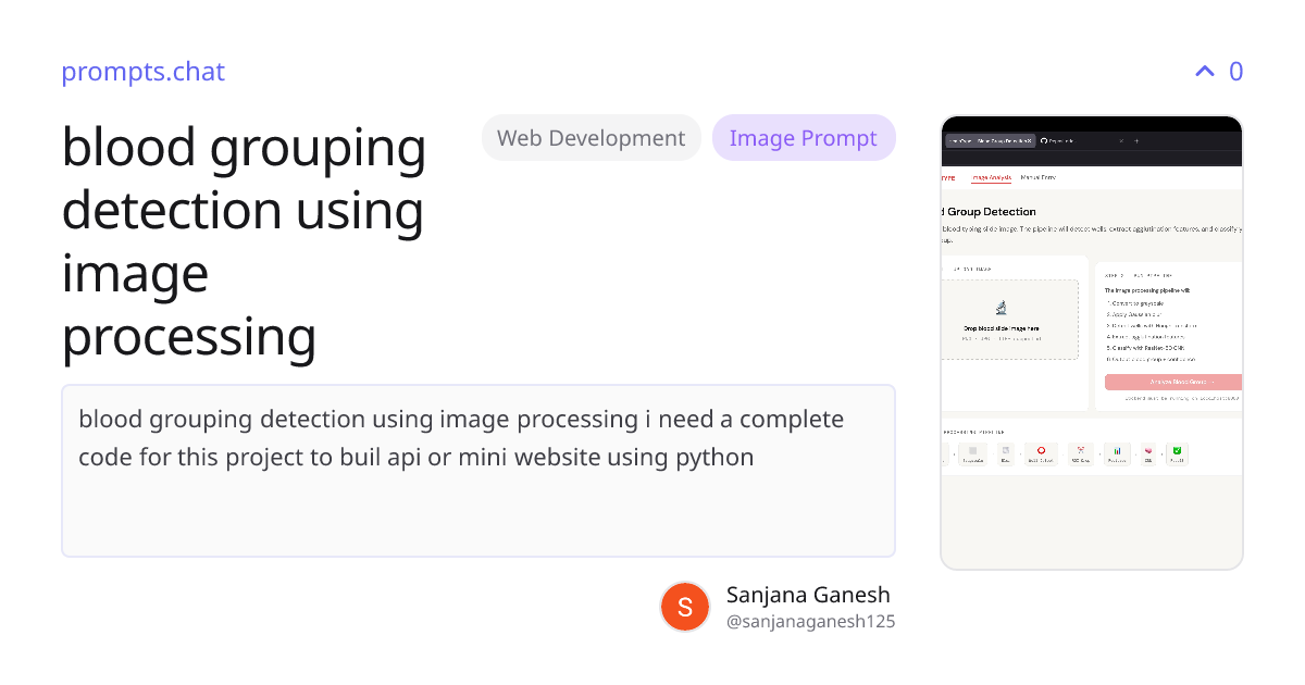 blood grouping detection using image processing | prompts.chat