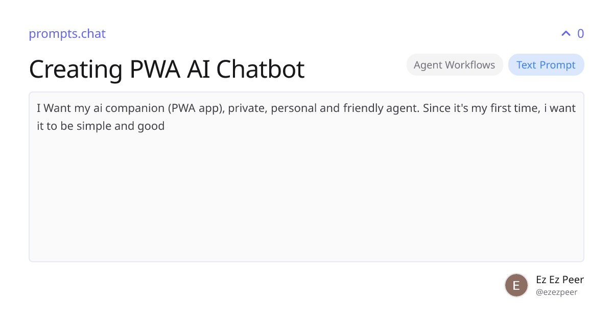Creating PWA AI Chatbot | prompts.chat