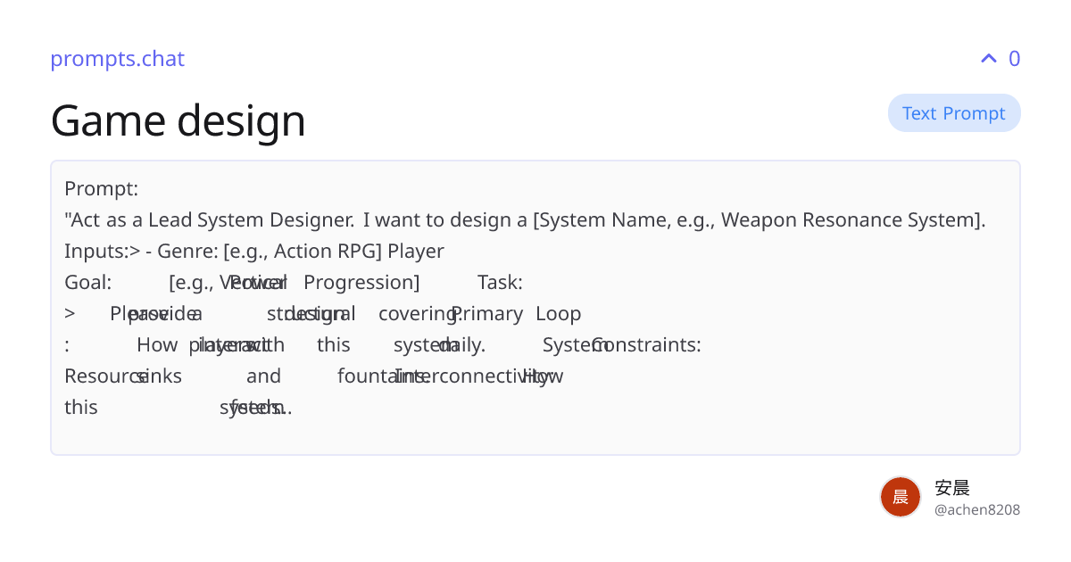 Game design | prompts.chat