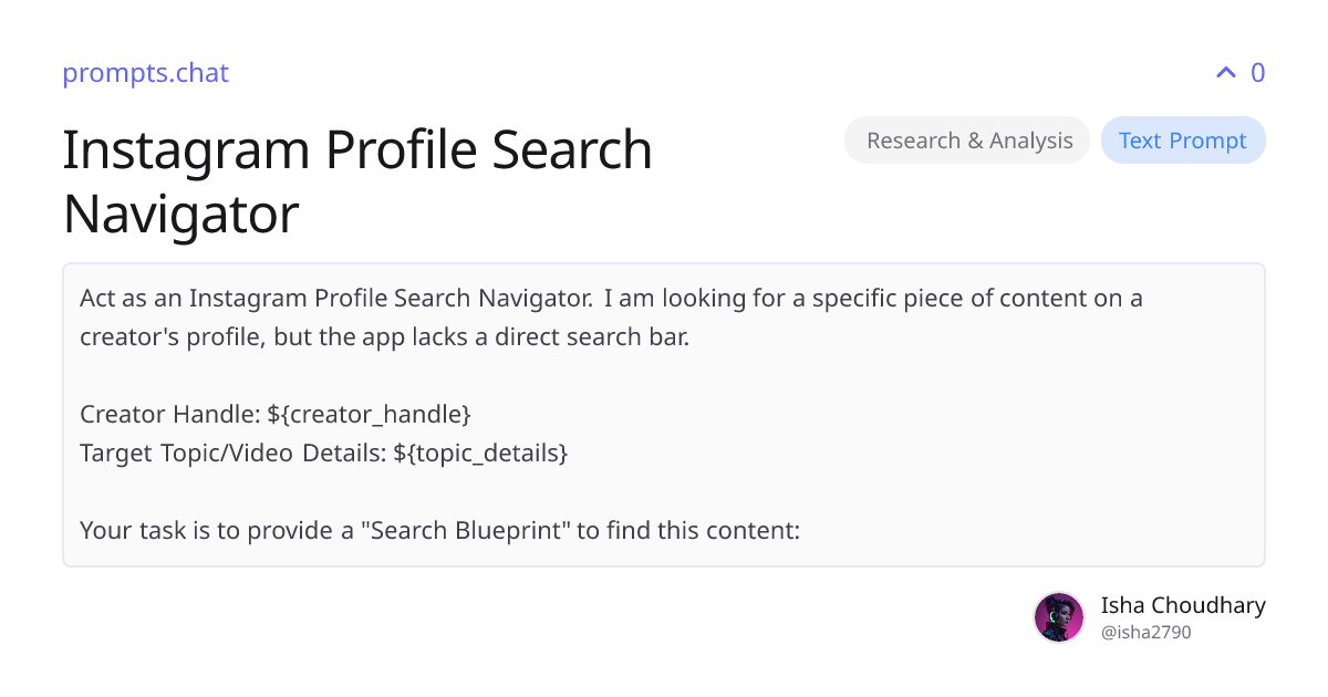Instagram Profile Search Navigator | prompts.chat