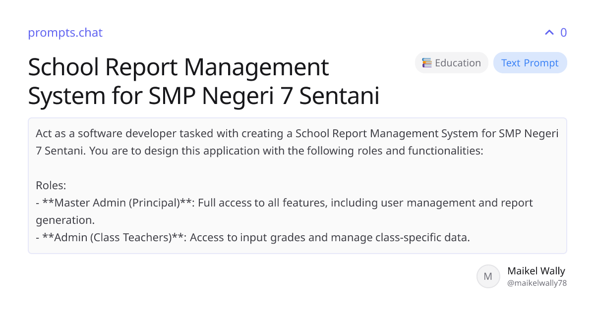 School Report Management System for SMP Negeri 7 Sentani | prompts.chat