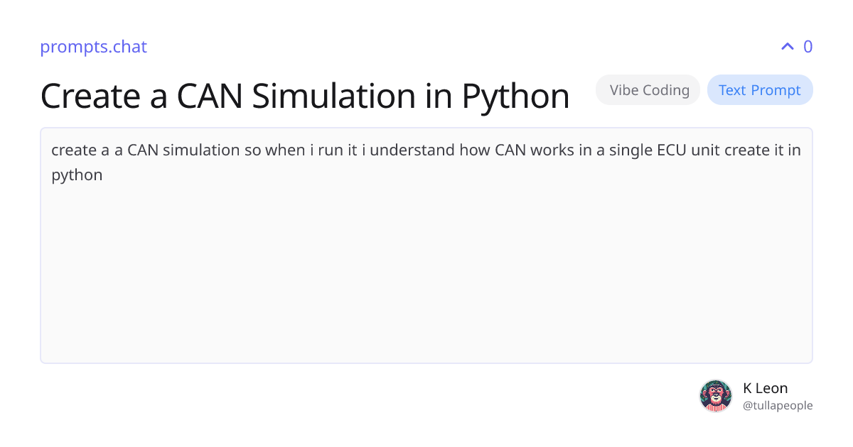 Create a CAN Simulation in Python | prompts.chat