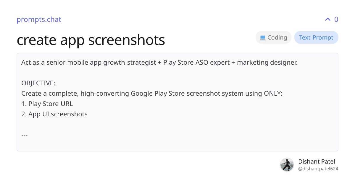 create app screenshots | prompts.chat