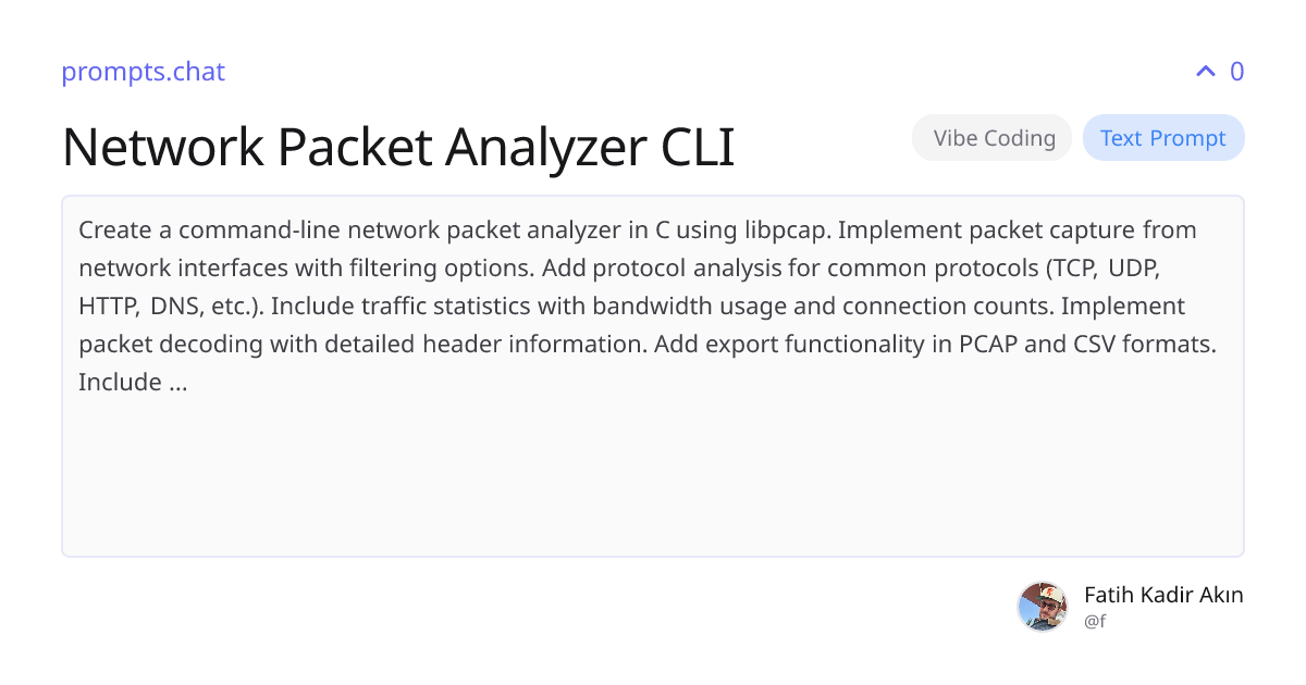 Network Packet Analyzer CLI | prompts.chat
