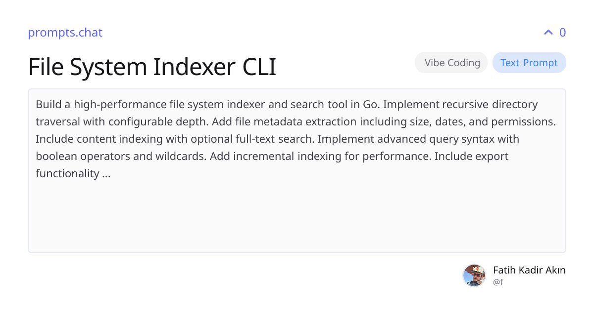 File System Indexer CLI | prompts.chat
